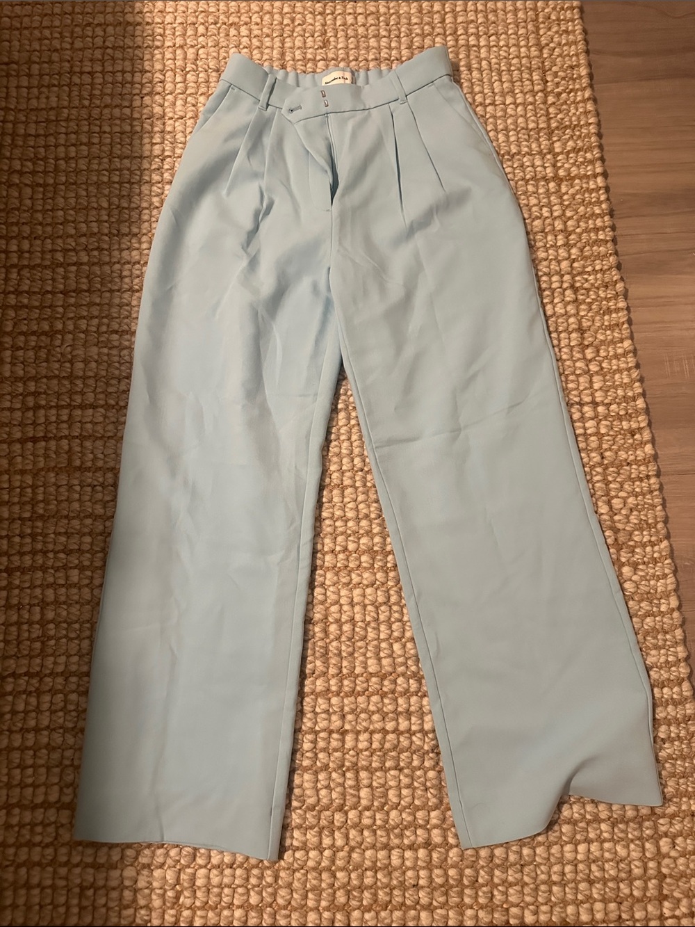 Abercrombie & Fitch Light Blue Wide-Leg Pleated Trousers